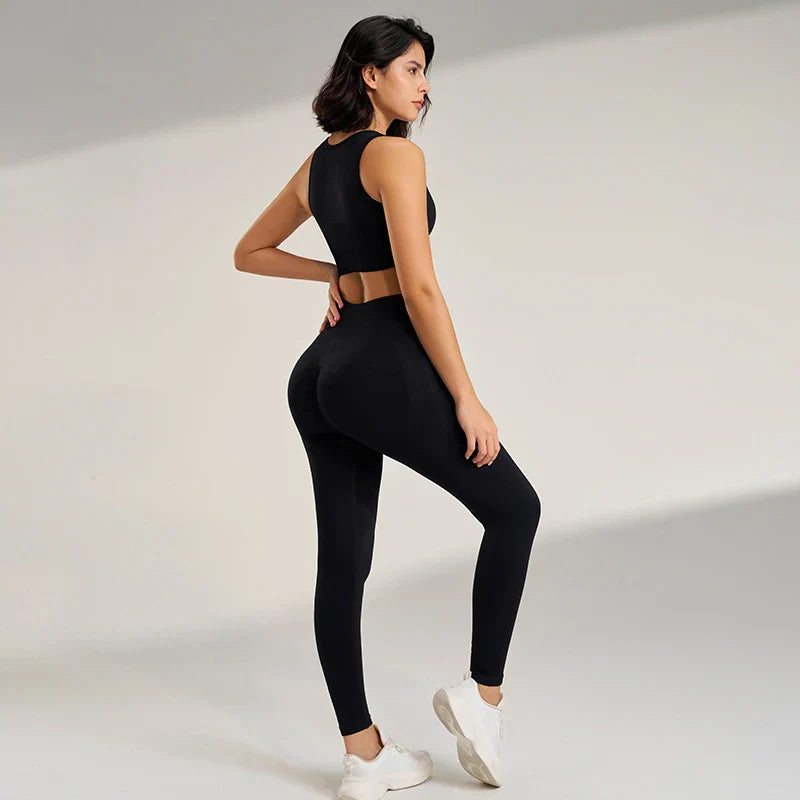 Skovae | Sømløse yoga sæt - Højtaljede leggings & top to-delt fitness outfit