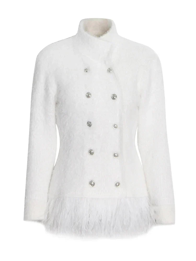 Stilla | Blazer Patchwork Med Fjer Tilbehør