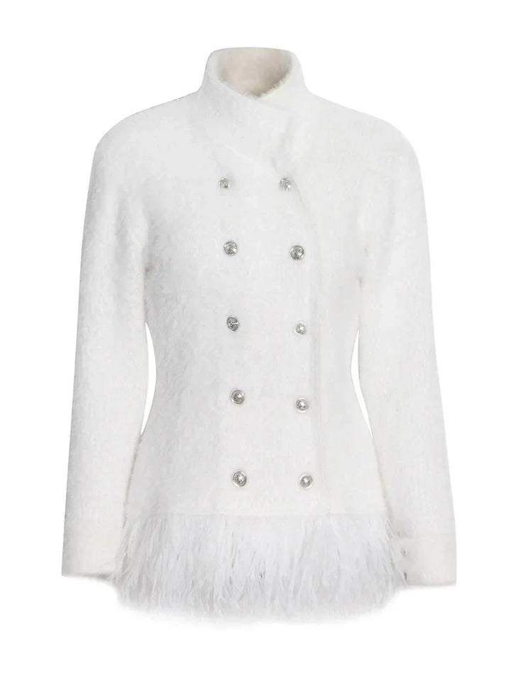 Stilla | Blazer Patchwork Med Fjer Tilbehør