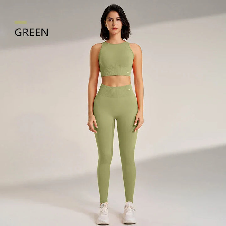 Skovae | Sømløse yoga sæt - Højtaljede leggings & top to-delt fitness outfit