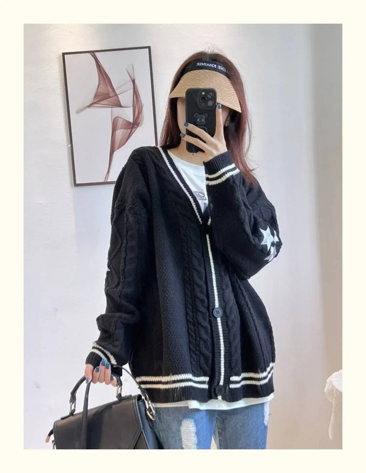 Stilla | Elegant cardigan med vintage stjerner mønster