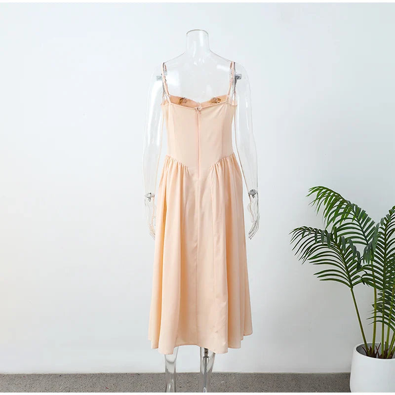 Stilla | Bustier Plisseret Midi Kjole