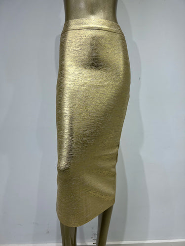 Skovae | Dame Sommerrør Sexy Sølv Guld Bronzer Midi Bandage Nederdel High Street Designer Slank Fest Midi Blyantnederdel 78Cm