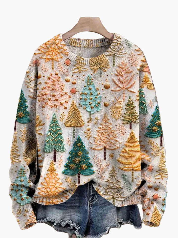 Stilla | Juletrøje med Festlige 3D-Broderier - Ideel til Ferier, Fester & Vinter