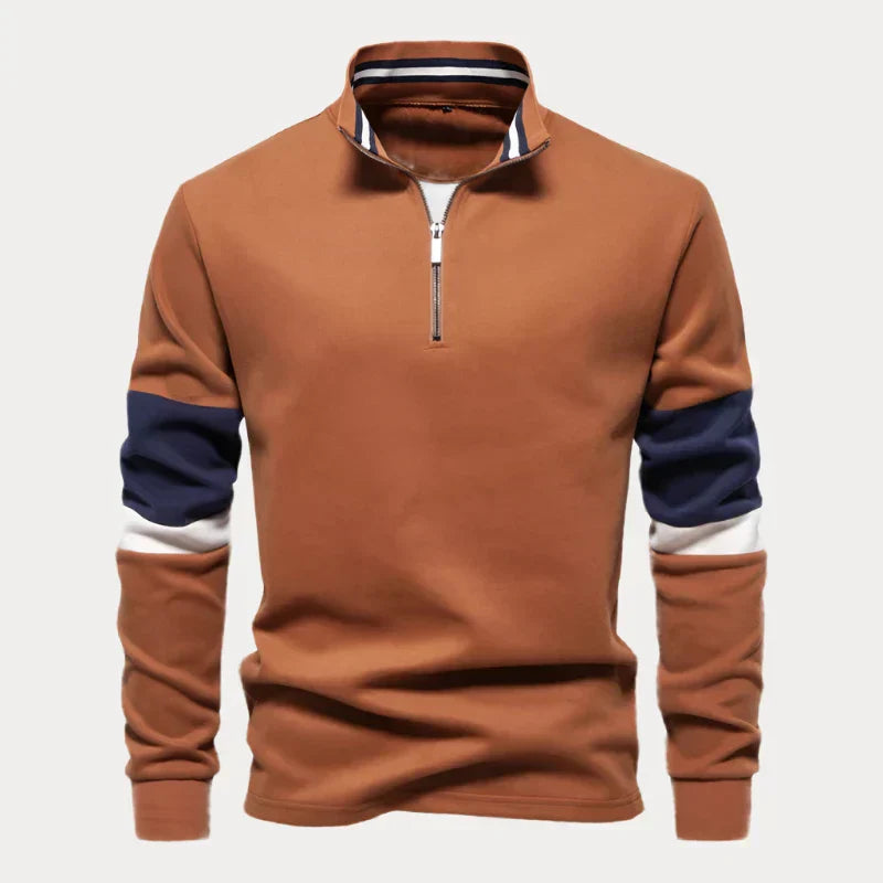 Stilla | Stilig Sweater til Herrer med Ståkrave Og Striber