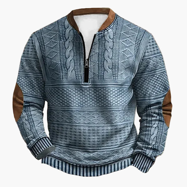 Stilla | Strikpullover med Fletter og Kvart Lynlås - Mode Fritidspullover til Efterår og Vinter