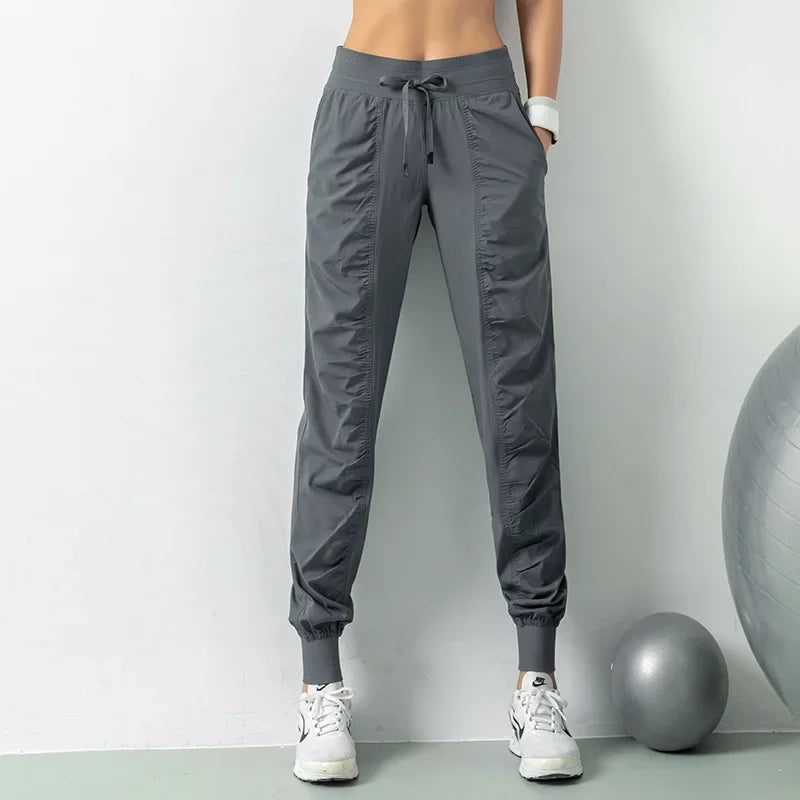 Skovae | Stof Snørebånd Løb Sport Joggers Kvinder Hurtig Tørrende Atletisk Fitness Trænings Sweatpants med To Lommer Bevægelighed Bukser