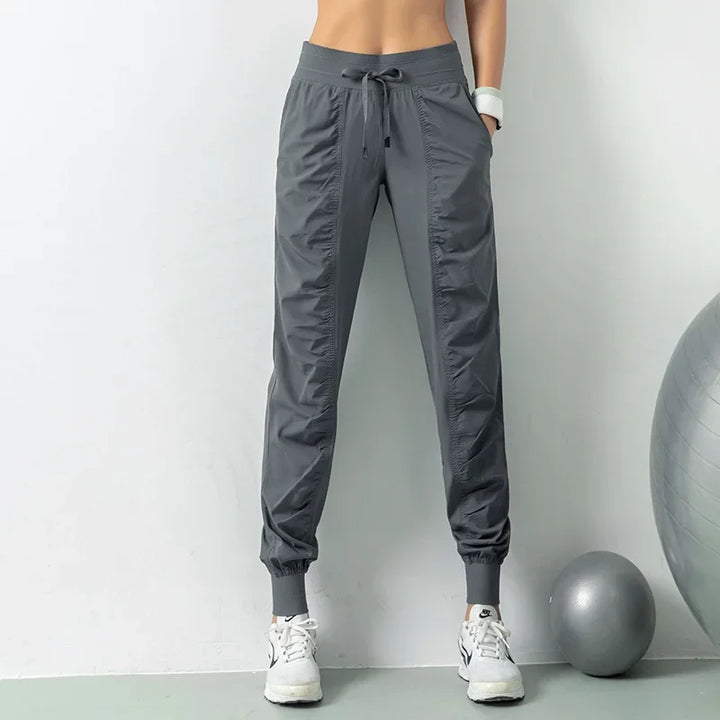 Skovae | Stof Snørebånd Løb Sport Joggers Kvinder Hurtig Tørrende Atletisk Fitness Trænings Sweatpants med To Lommer Bevægelighed Bukser