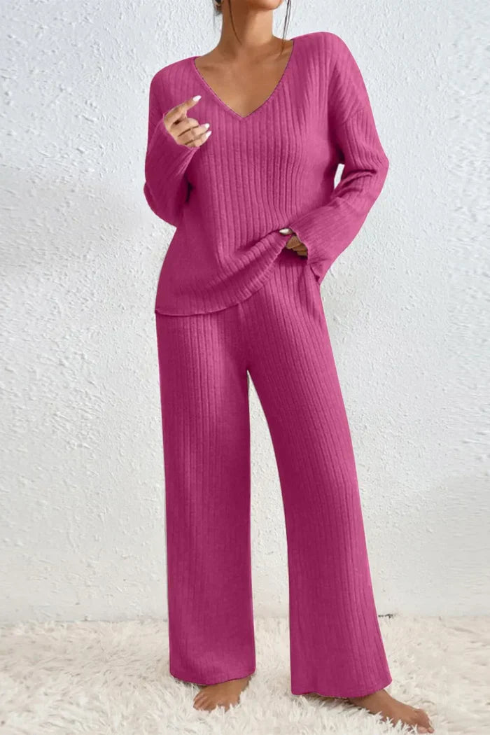 Stilla | Dame Ribstrik To-Delt Loungewear Sæt