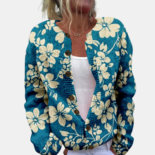 Stilla | Blå Blomster Mønster Cardigan