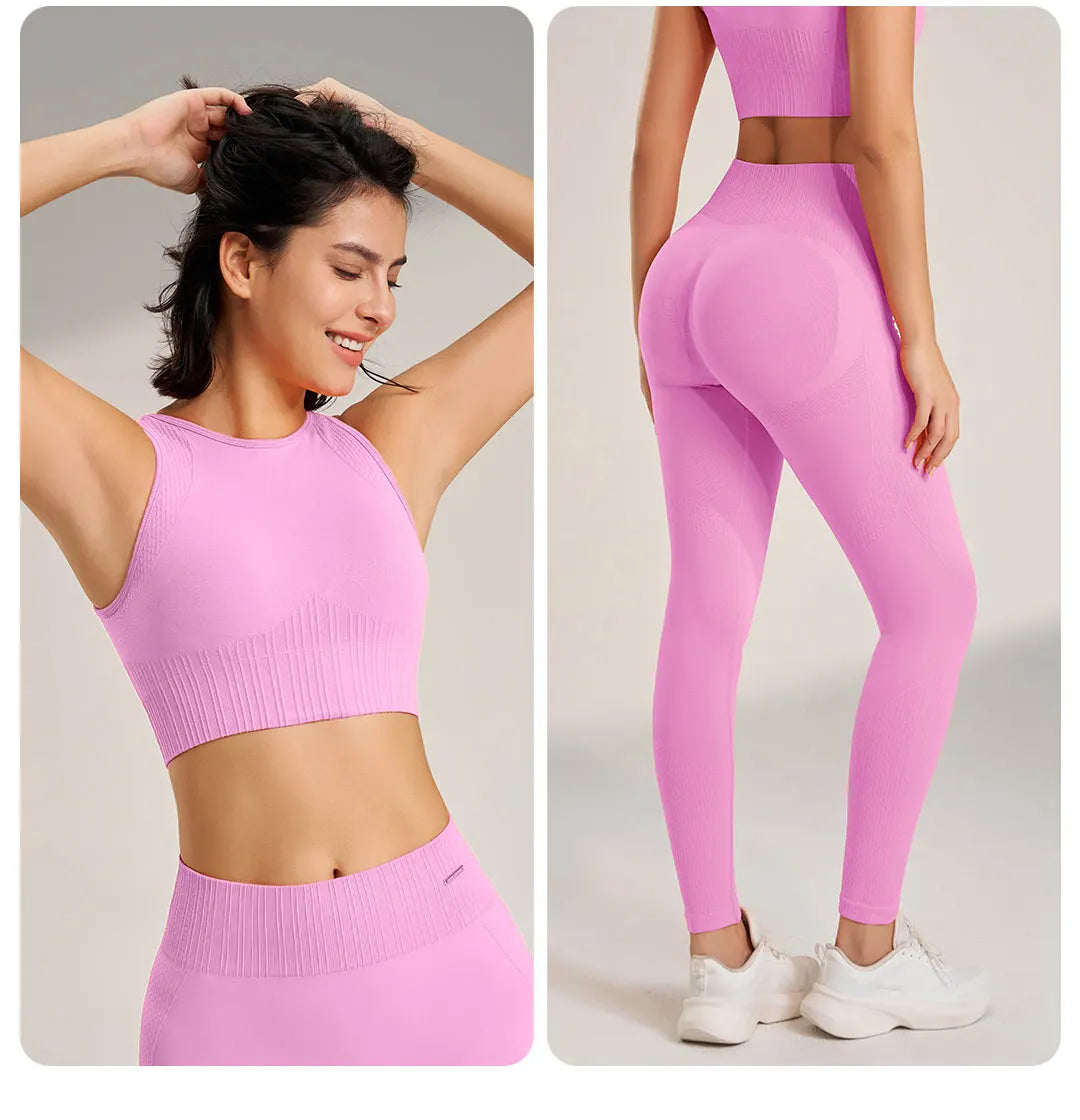 Skovae | Sømløse yoga sæt - Højtaljede leggings & top to-delt fitness outfit