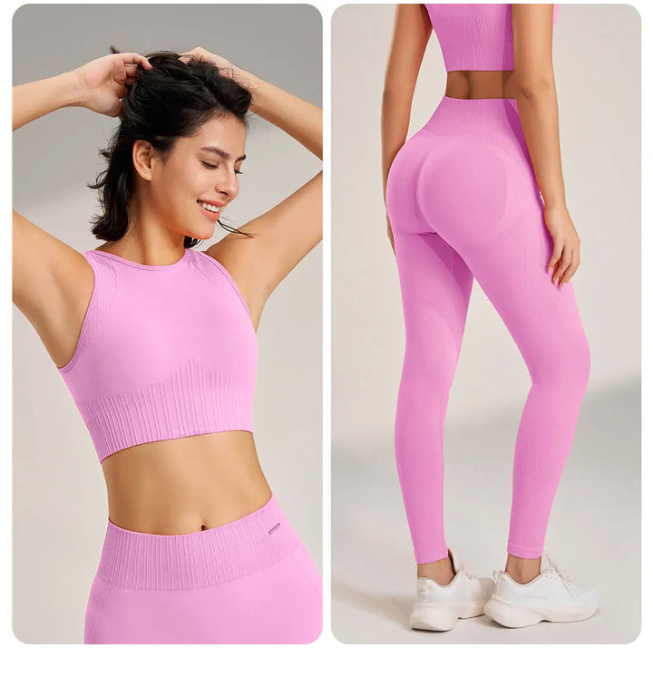 Skovae | Sømløse yoga sæt - Højtaljede leggings & top to-delt fitness outfit