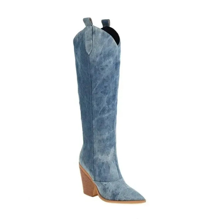 Stilla | Knælange Denim Støvler
