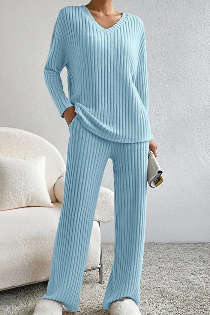 Stilla | Dame Ribstrik To-Delt Loungewear Sæt
