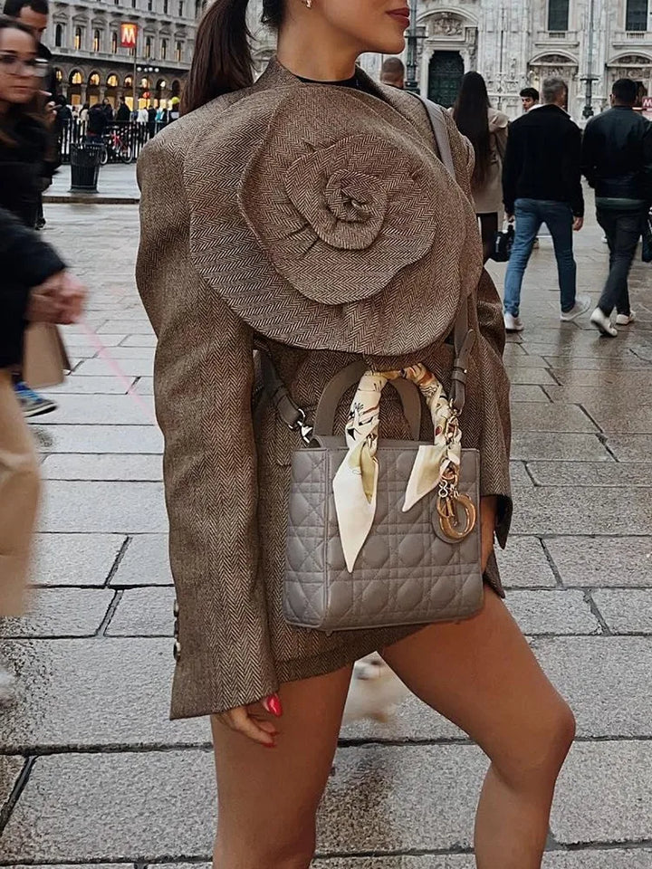 Stilla | Elegant Brun Blazer og Nederdel til Damer