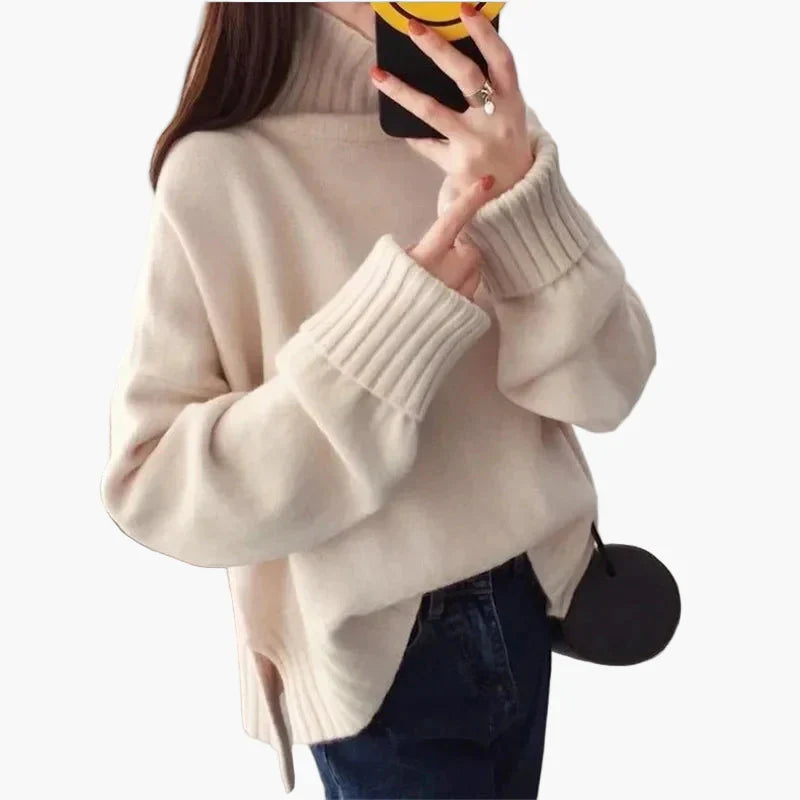Stilla | Oversize Pullover med Høj Krave - Fashionabel Koreansk Stil til Efterår og Vinter