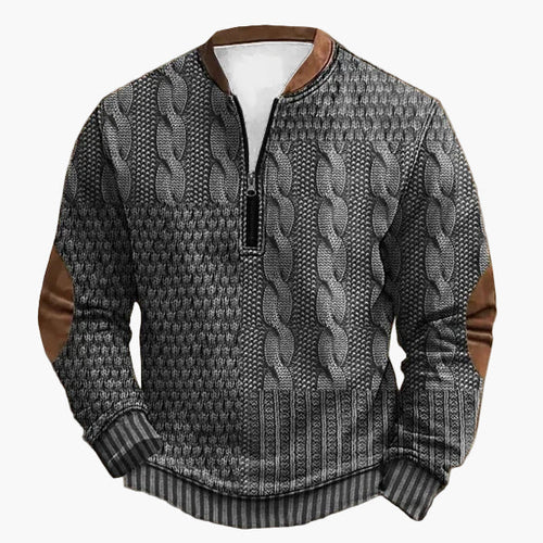 Stilla | Strikpullover med Fletter og Kvart Lynlås - Mode Fritidspullover til Efterår og Vinter