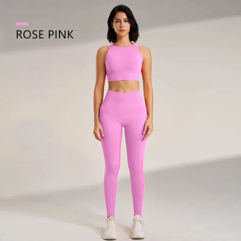Skovae | Sømløse yoga sæt - Højtaljede leggings & top to-delt fitness outfit