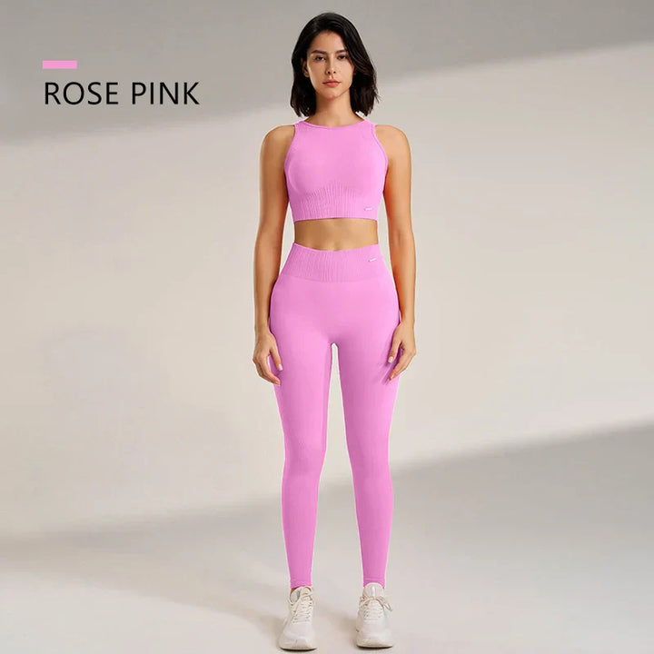 Skovae | Sømløse yoga sæt - Højtaljede leggings & top to-delt fitness outfit