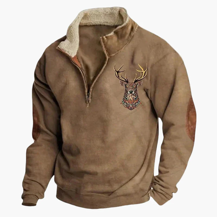Stilla | Vintage Western Half-Zip Pullover med Etnisk Mønster til Udendørs og Fritid
