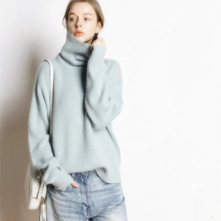 Stilla | Rullekrave Sweater Oversized Stil til Fritid og Kontor