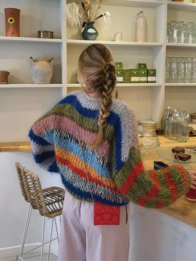 Stilla | Farverig Sweater Med Lange Ærmer