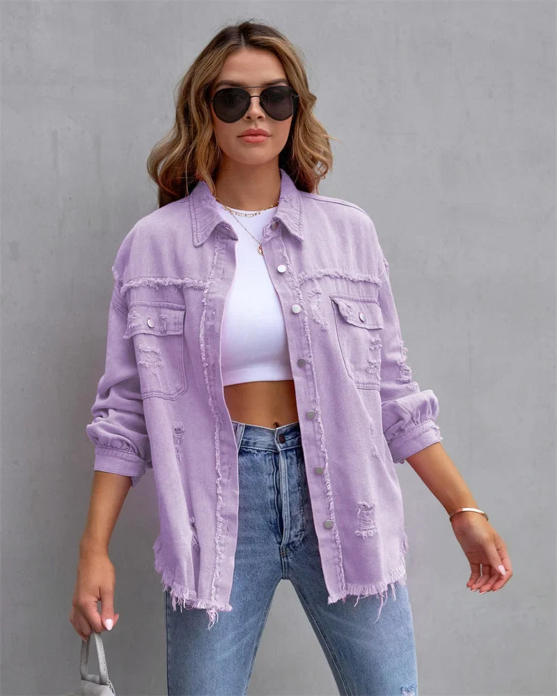Stilla | Ragged Denim Slåkrave Jakke