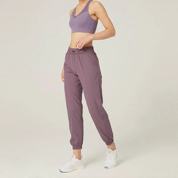 Skovae | Stof Snørebånd Løb Sport Joggers Kvinder Hurtig Tørrende Atletisk Fitness Trænings Sweatpants med To Lommer Bevægelighed Bukser