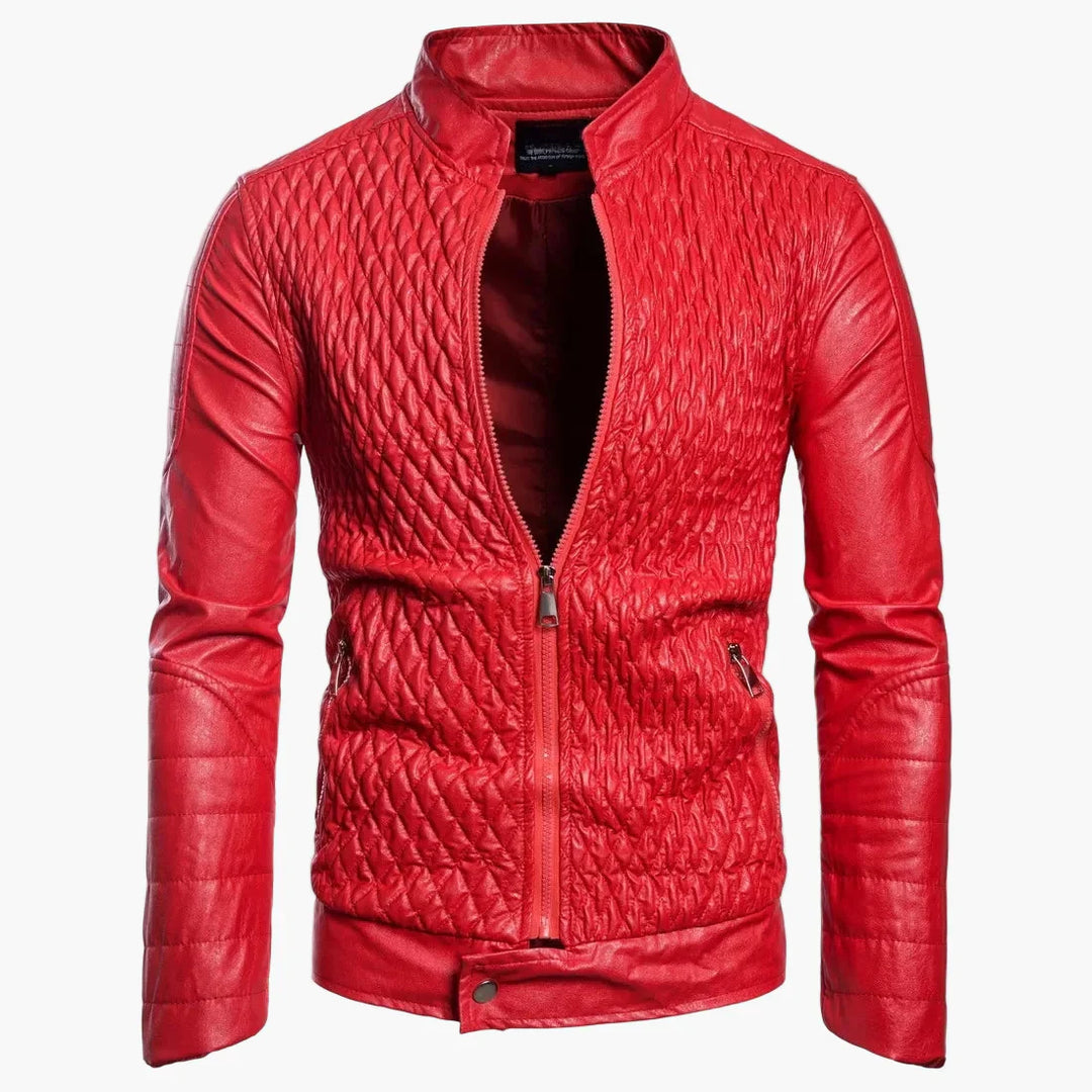 Stilla | Overgangsjakke I Biker-Stil med Høj Krave og Diamant-Design - Perfekt til Hverdag og Fritid