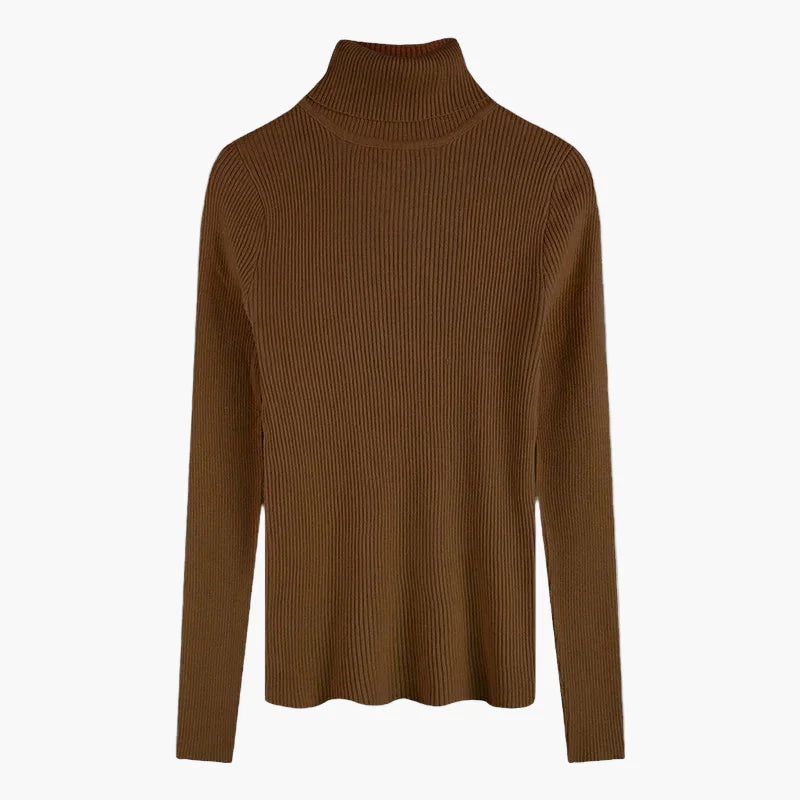 Stilla | Rullekravepullover Ribbet Basis Langærmet - Alsidig Efterårs & Vinter Look
