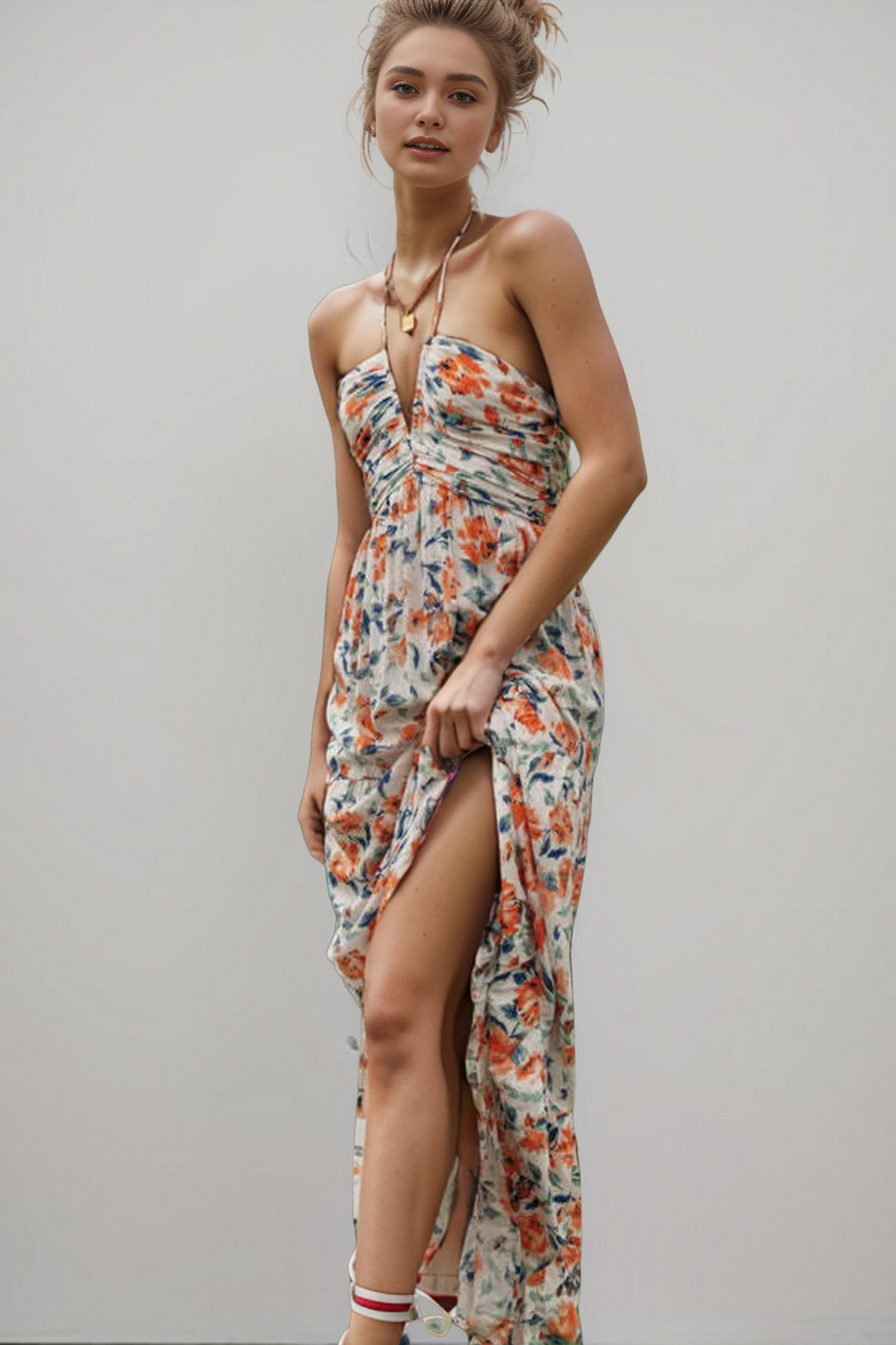 Stilla | Floral Print Chiffon Maxi Kjole