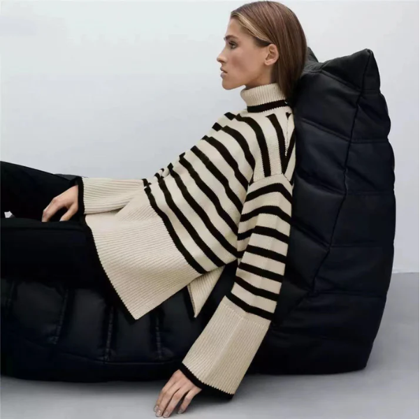 Stilla | Dame Stribet Rullekravepullover
