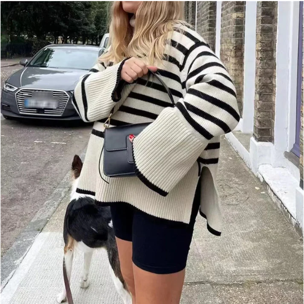 Stilla | Dame Stribet Rullekravepullover