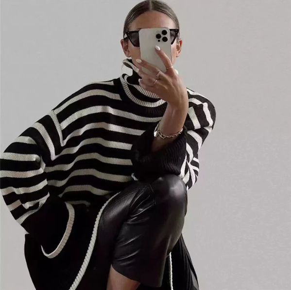 Stilla | Dame Stribet Rullekravepullover