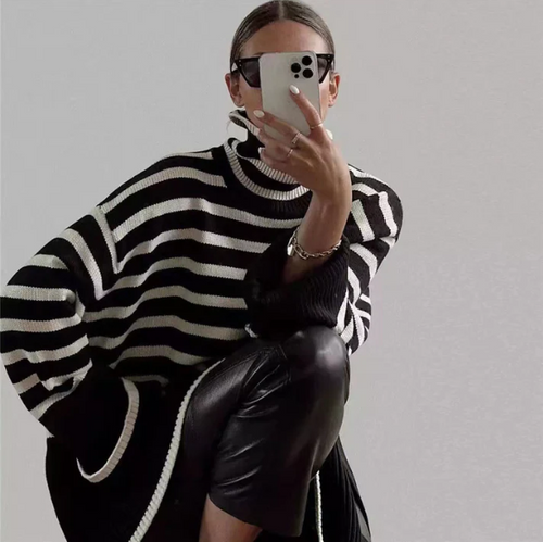 Stilla | Dame Stribet Rullekravepullover