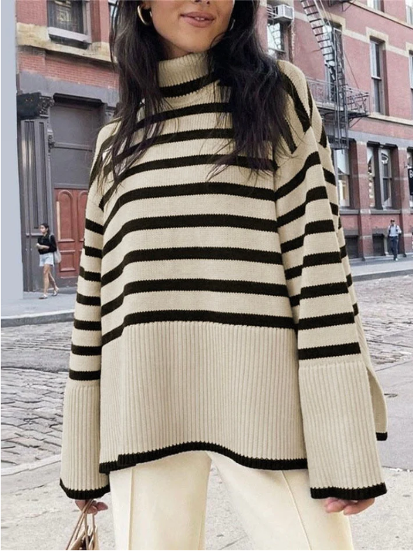 Stilla | Dame Stribet Rullekravepullover