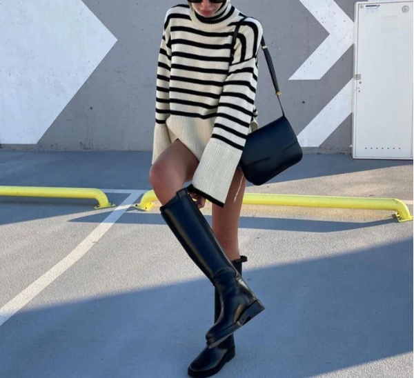 Stilla | Dame Stribet Rullekravepullover