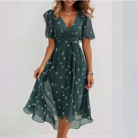 Stilla | Blomstersmidirobe i Smaragd