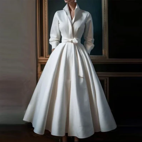 Stilla | Elegant Lang Hvid Kjole