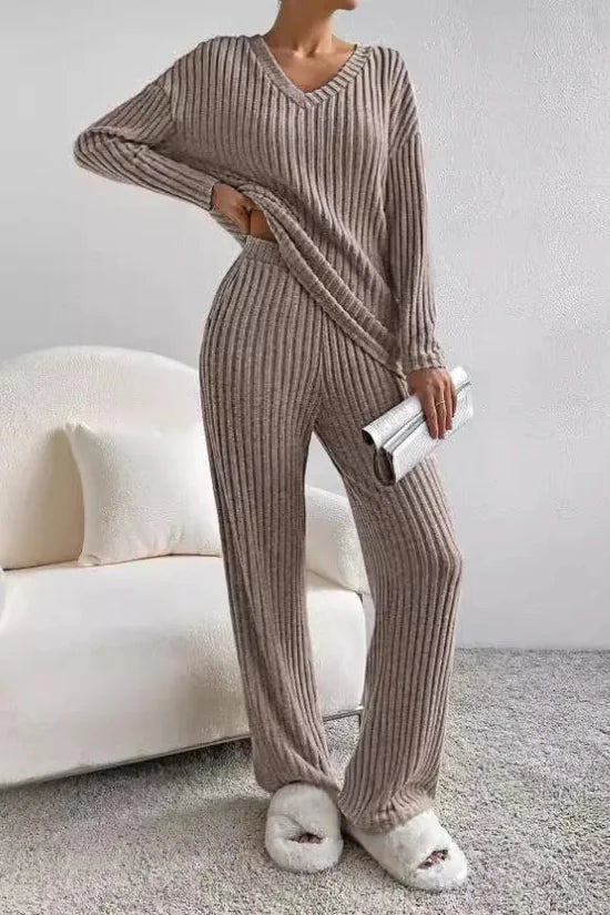 Stilla | Dame Ribstrik To-Delt Loungewear Sæt