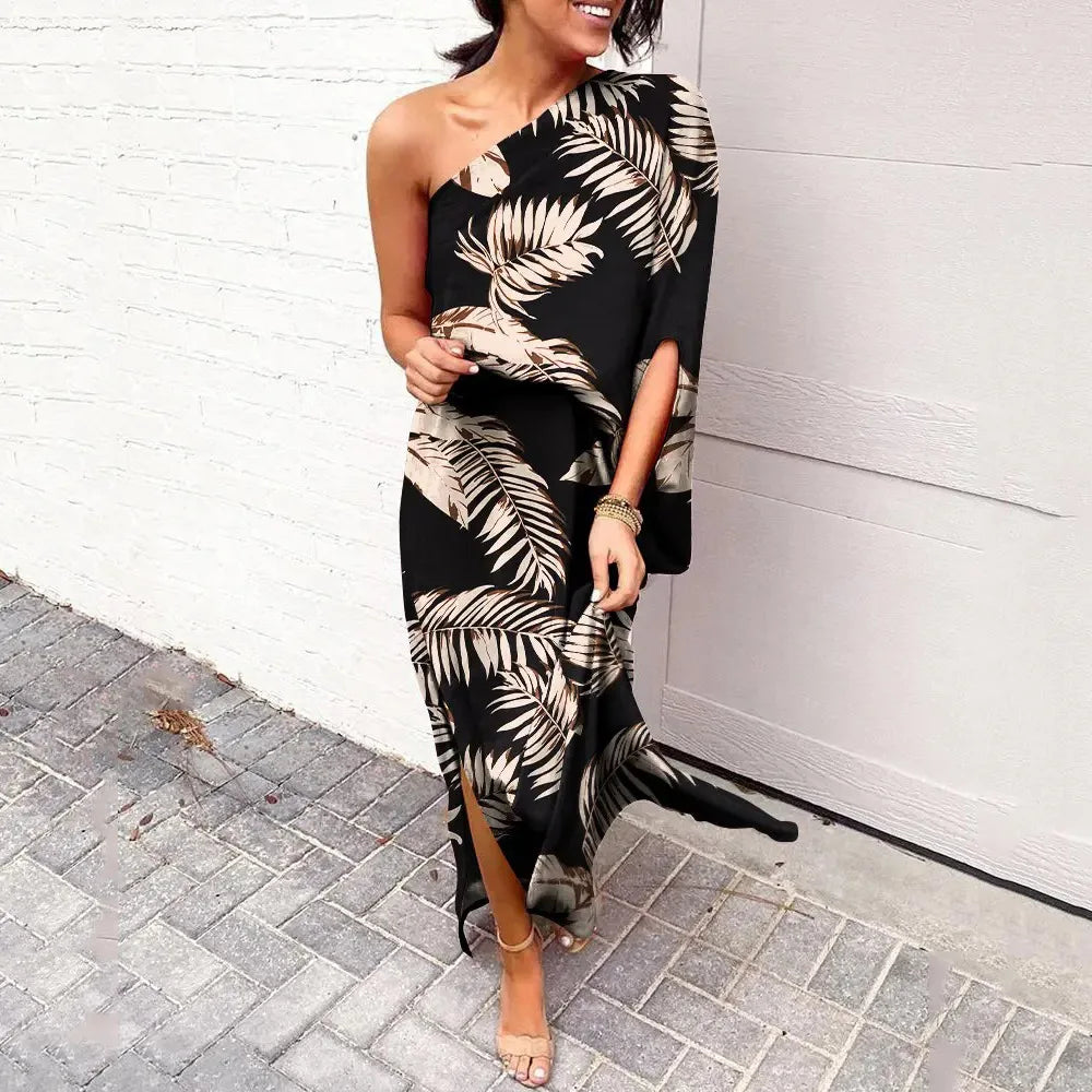 Stilla | Diagonal Skulder Maxi Kjole