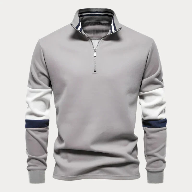 Stilla | Stilig Sweater til Herrer med Ståkrave Og Striber