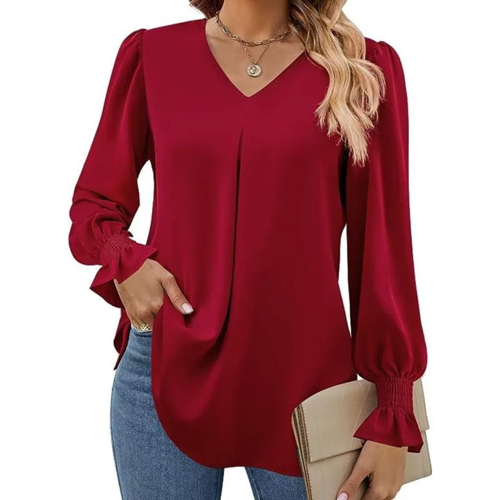 Stilla | Elegant Løs Chiffon Bluse til Kvinder