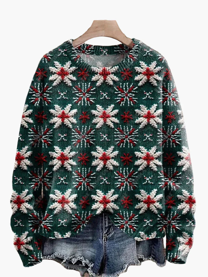 Stilla | Juletrøje med Festlige 3D-Broderier - Ideel til Ferier, Fester & Vinter