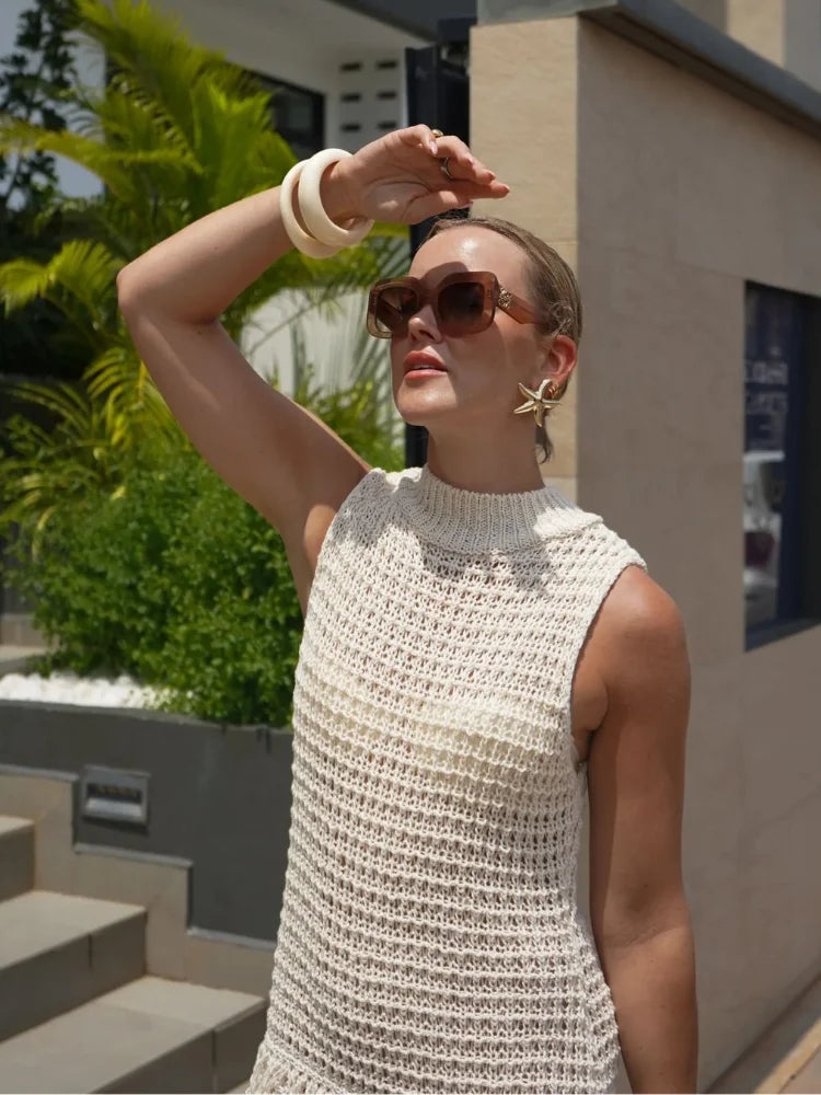 Stilla | Elegant Strikkjole Med Frynser