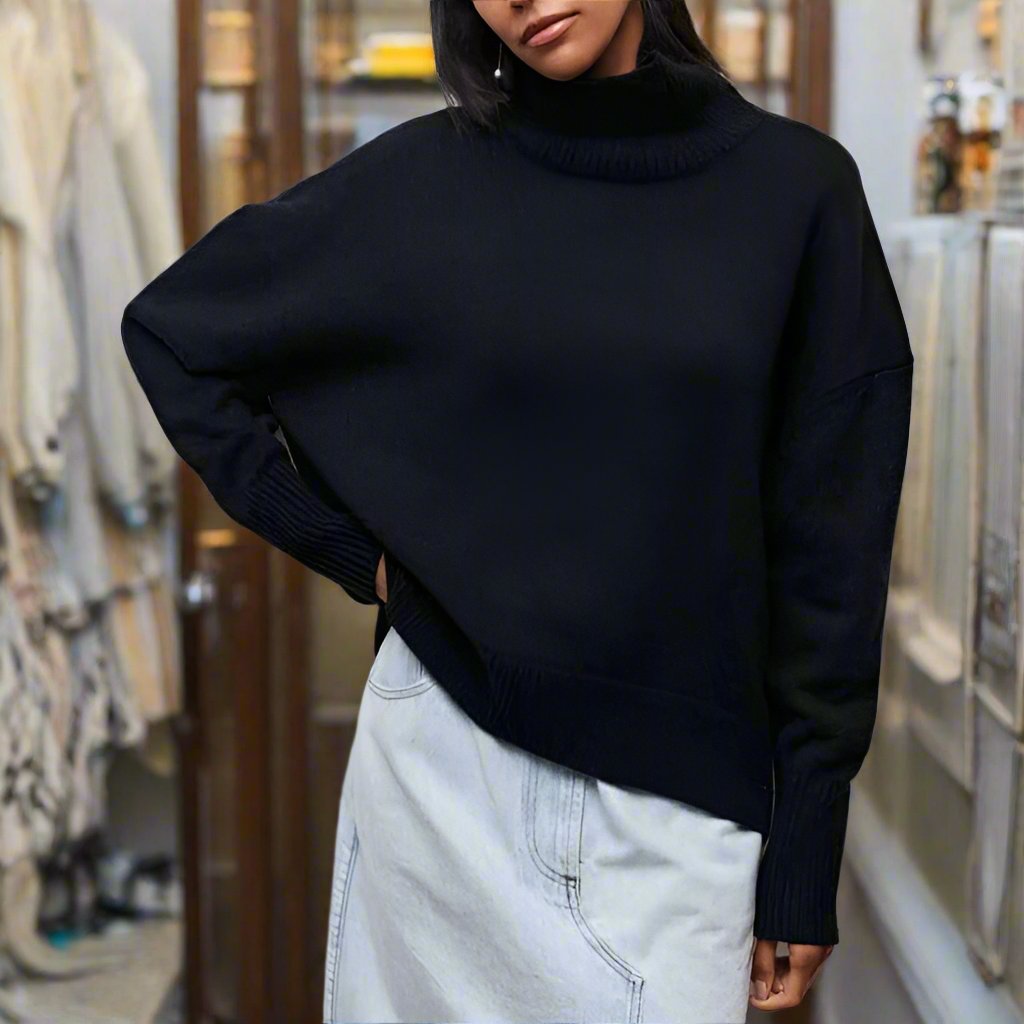 Stilla | Størrelse oversize rullekrave sweater ribkant rullekrave sweater