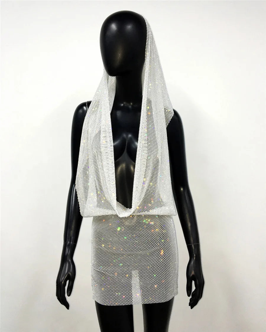 Stilla | Rhinestone Mesh Hættedragt