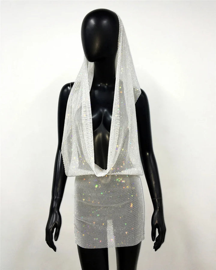 Stilla | Rhinestone Mesh Hættedragt