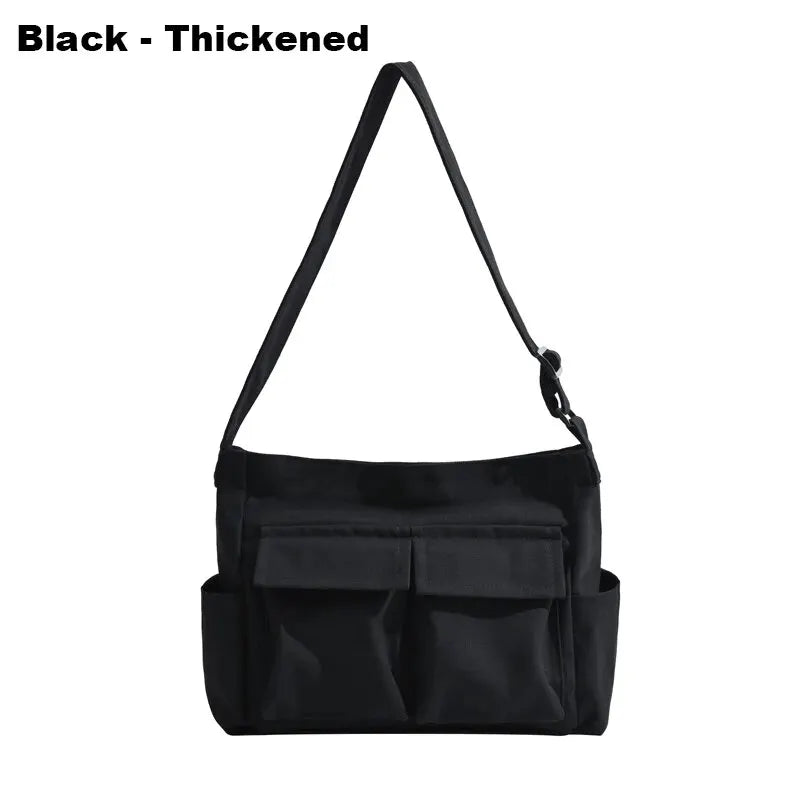 Skovae | Kvinder Vintage Håndtaske Canvas Teenager Skulder Tote Tasker Leveringstaske Damer Løs Håndtaske Crossbody Pung