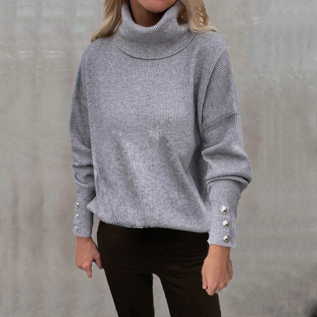 Stilla | Casual striktrøje med høj krave